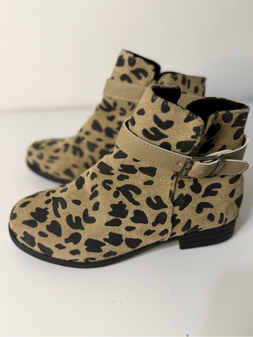 Leopard Print Ankle Boots - Taupe and Black